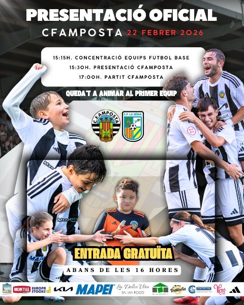 PRESENTACI� OFICIAL DEL CF AMPOSTA I FUTBOL BASE. Diumenge 22 de febrer 15:15 hores